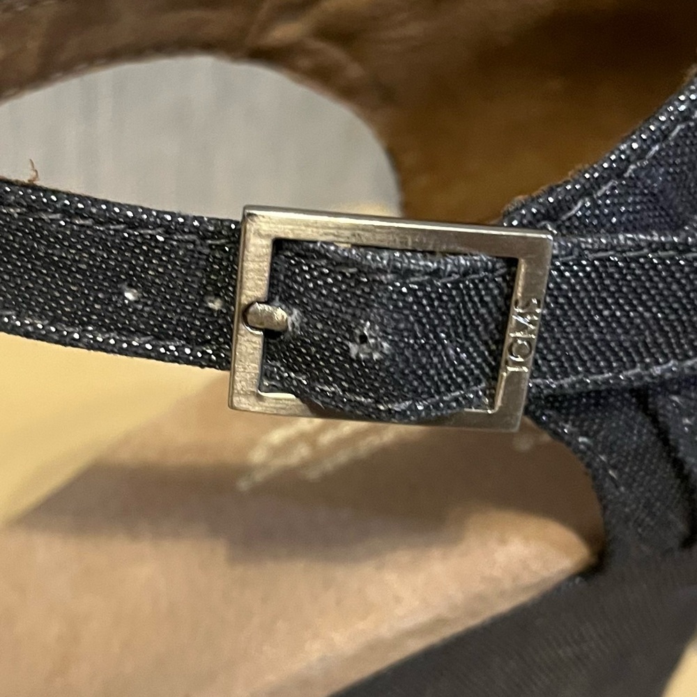 TOMS Sienna Wedge Black Metallic Denim Sandal size 7.5W - Picture 12 of 14
